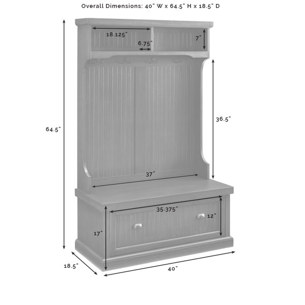 Sand & Stable Carmel Hall Tree 40'' Wide with Bench and Shoe Storage